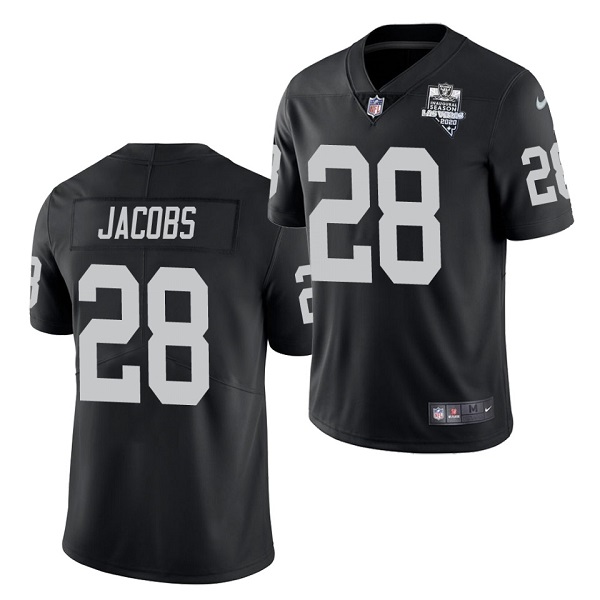 Men's Las Vegas Raiders #28 Josh Jacobs Black NFL 2020 Inaugural Season Vapor Limited Stitched Jersey
